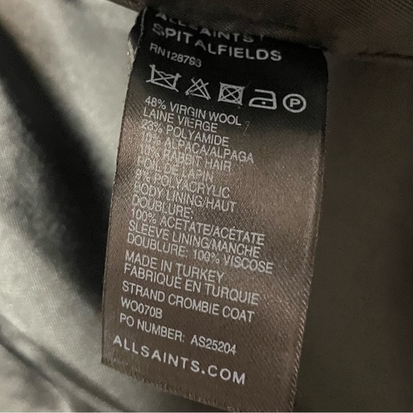 All Saints Strand Crombie Colorblock Jacket Sweater Size 6 Black Grey/Brown - Picture 7 of 9